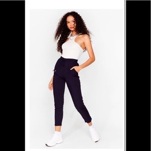 Nasty Gal Navy Joggers with draw string sz 8/M NWT